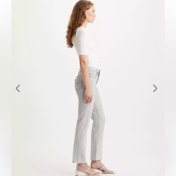 LEVI’S 724 HIGH RISE SLIM STRAIGHT WOMEN'S JEANS Size 25 Grey Raw Hem - Picture 2 of 15